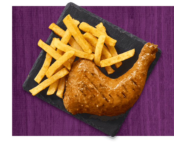 Flame-grilled Quarter Chicken with seasoned chips